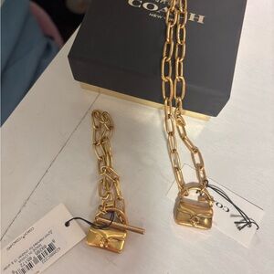 Coach Gold Chain Lock Necklace
